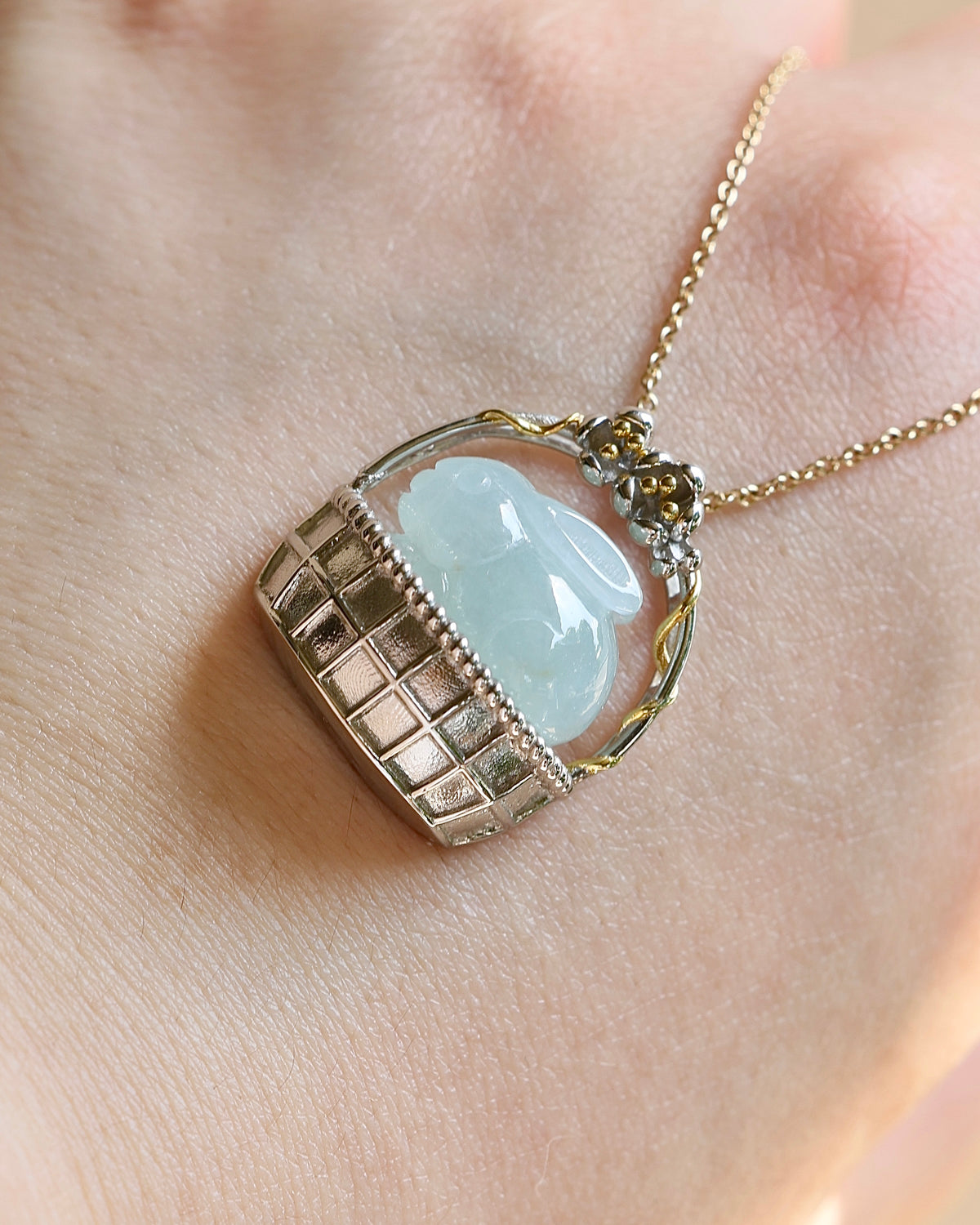 Little Garden - Rabbit Jadeite Pendant (S925 Silver)