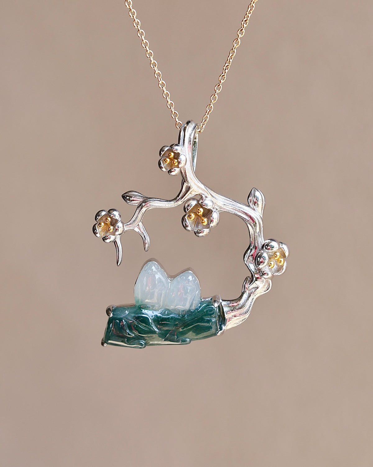 Plum Reverie - Icy Jadeite Pendant (S925 Silver)