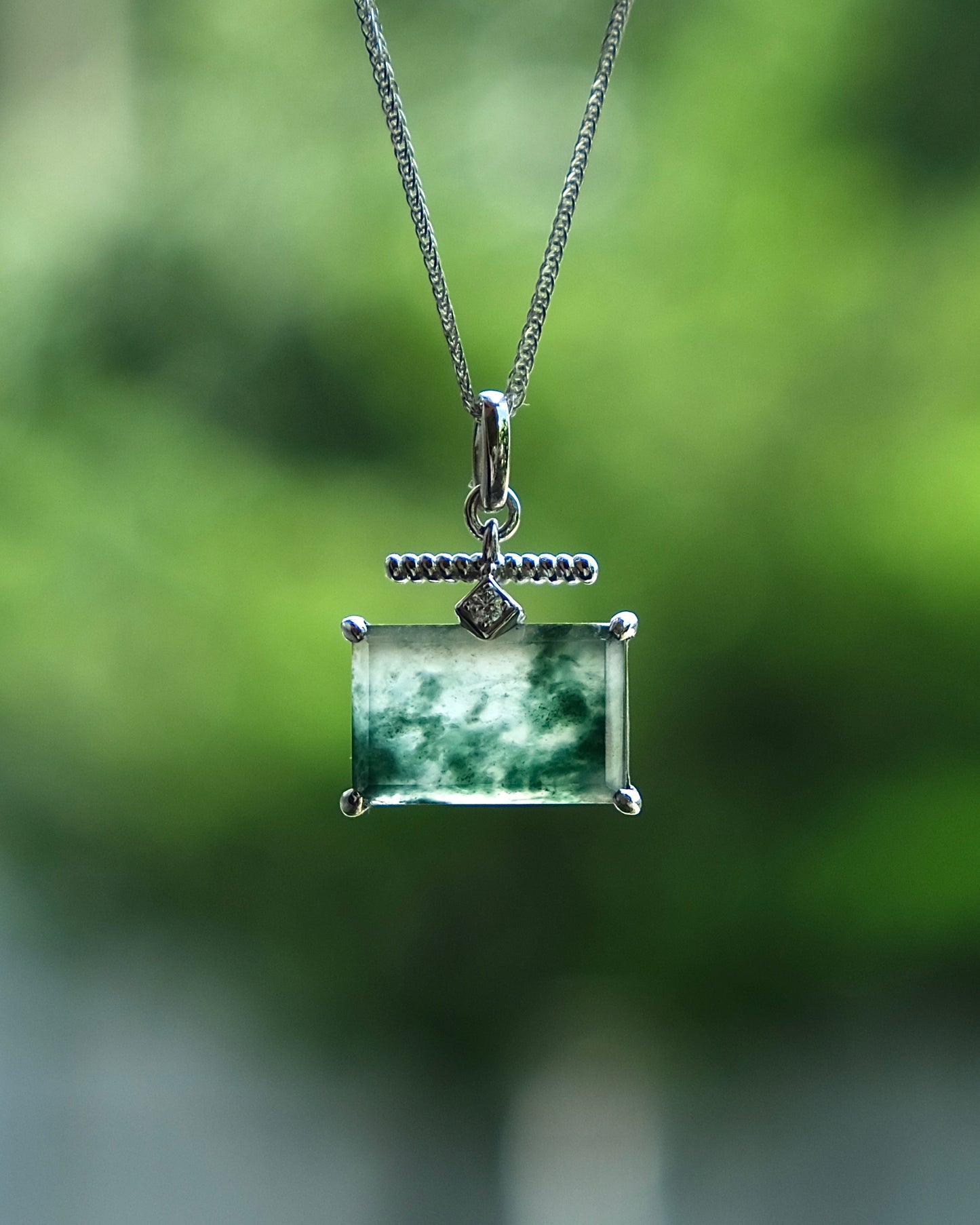EXCEPTIONAL Mistscape Landscape Jade Pendant (S925 Silver)