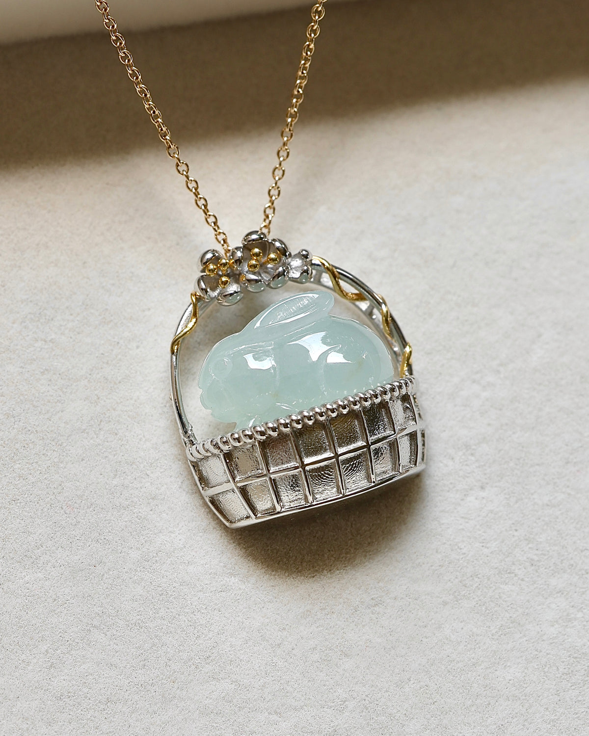 Little Garden - Rabbit Jadeite Pendant (S925 Silver)