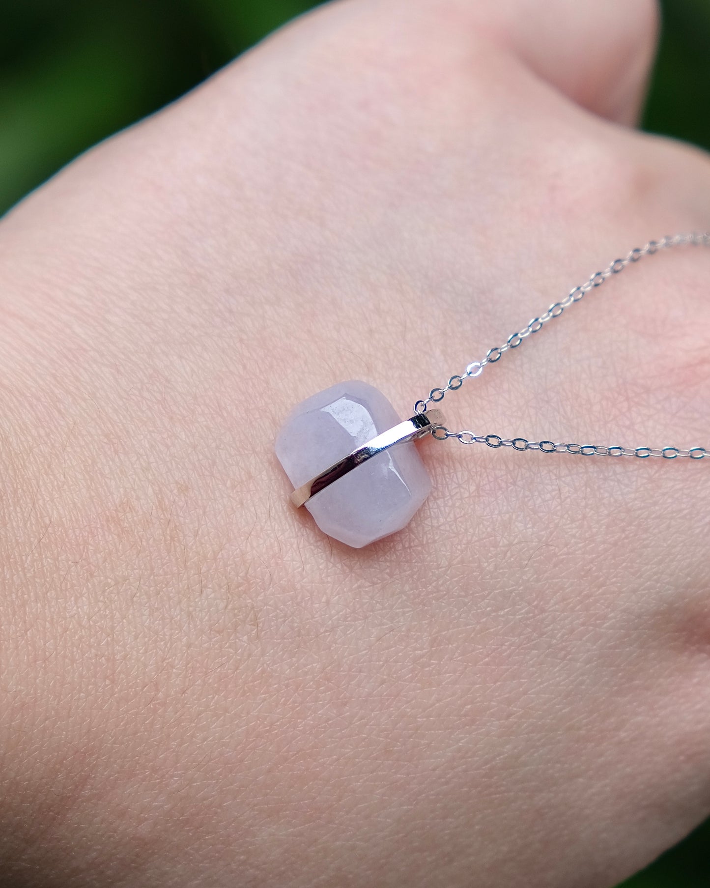 Soft Lavender Monolith Jade Necklace (S925 Silver)