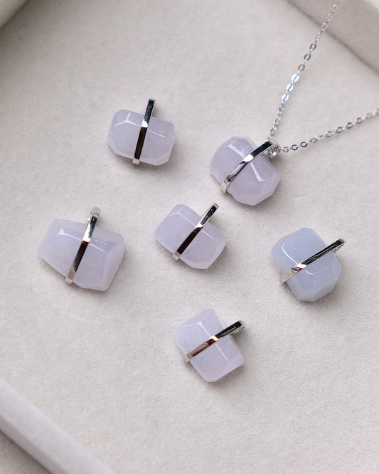 Soft Lavender Monolith Jade Necklace (S925 Silver)