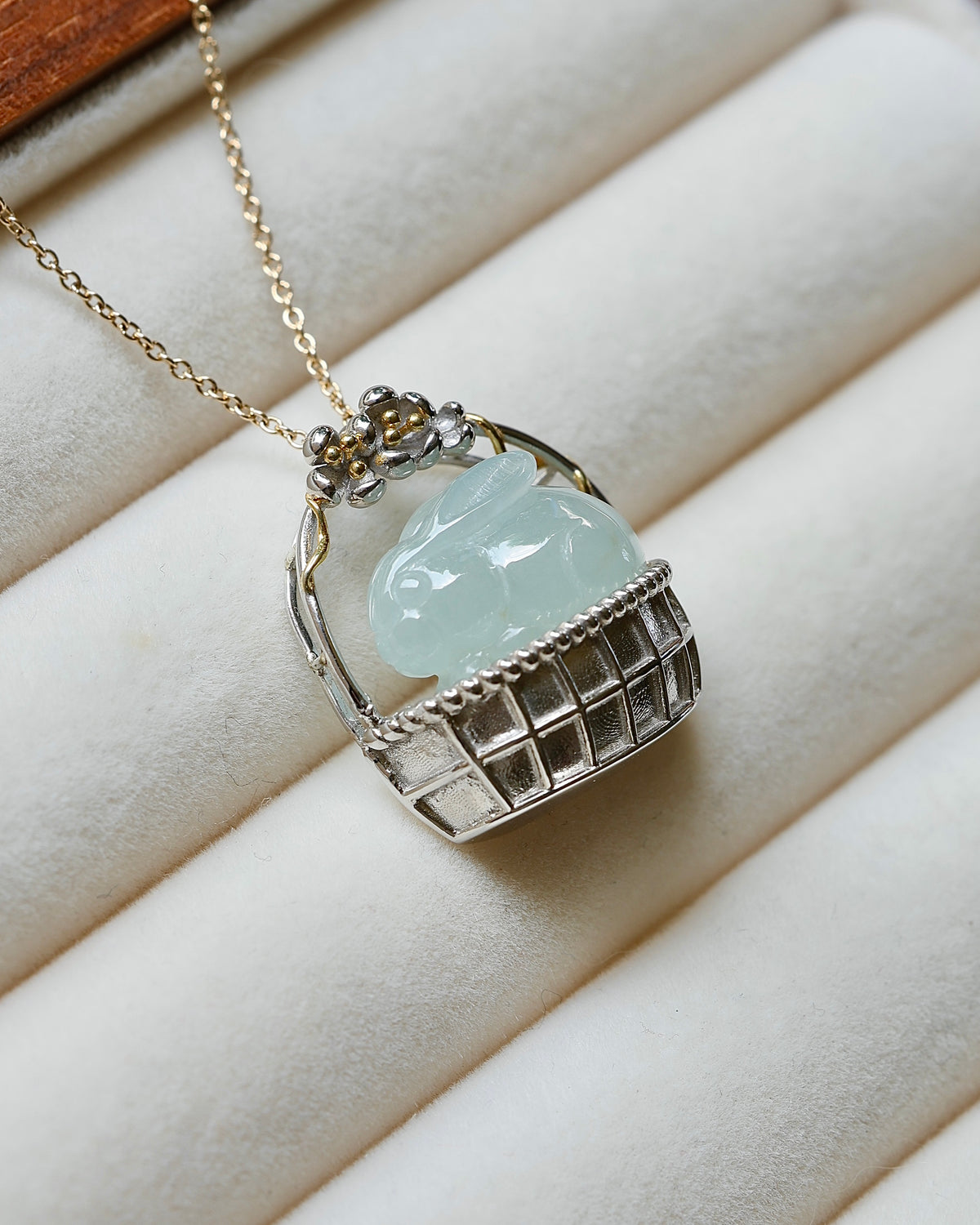 Little Garden - Rabbit Jadeite Pendant (S925 Silver)