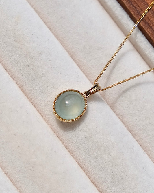 Soft Halo Pendant - Aqua Mist (18K Gold)