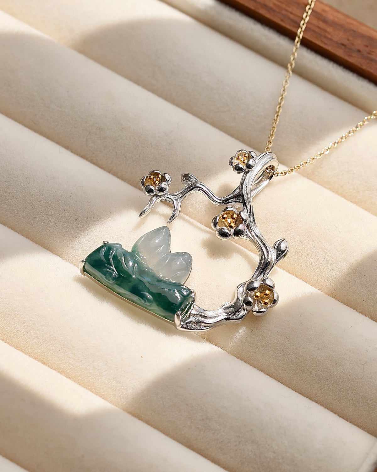 Plum Reverie - Icy Jadeite Pendant (S925 Silver)