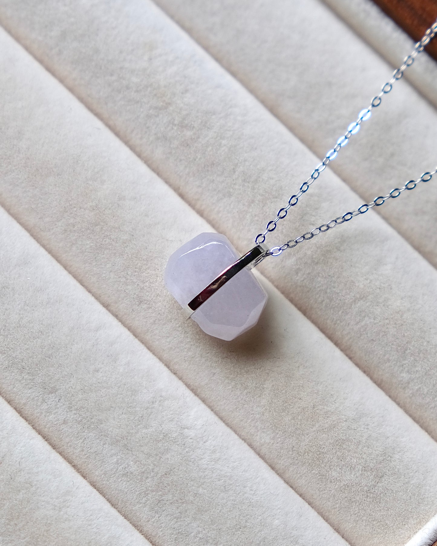 Soft Lavender Monolith Jade Necklace (S925 Silver)