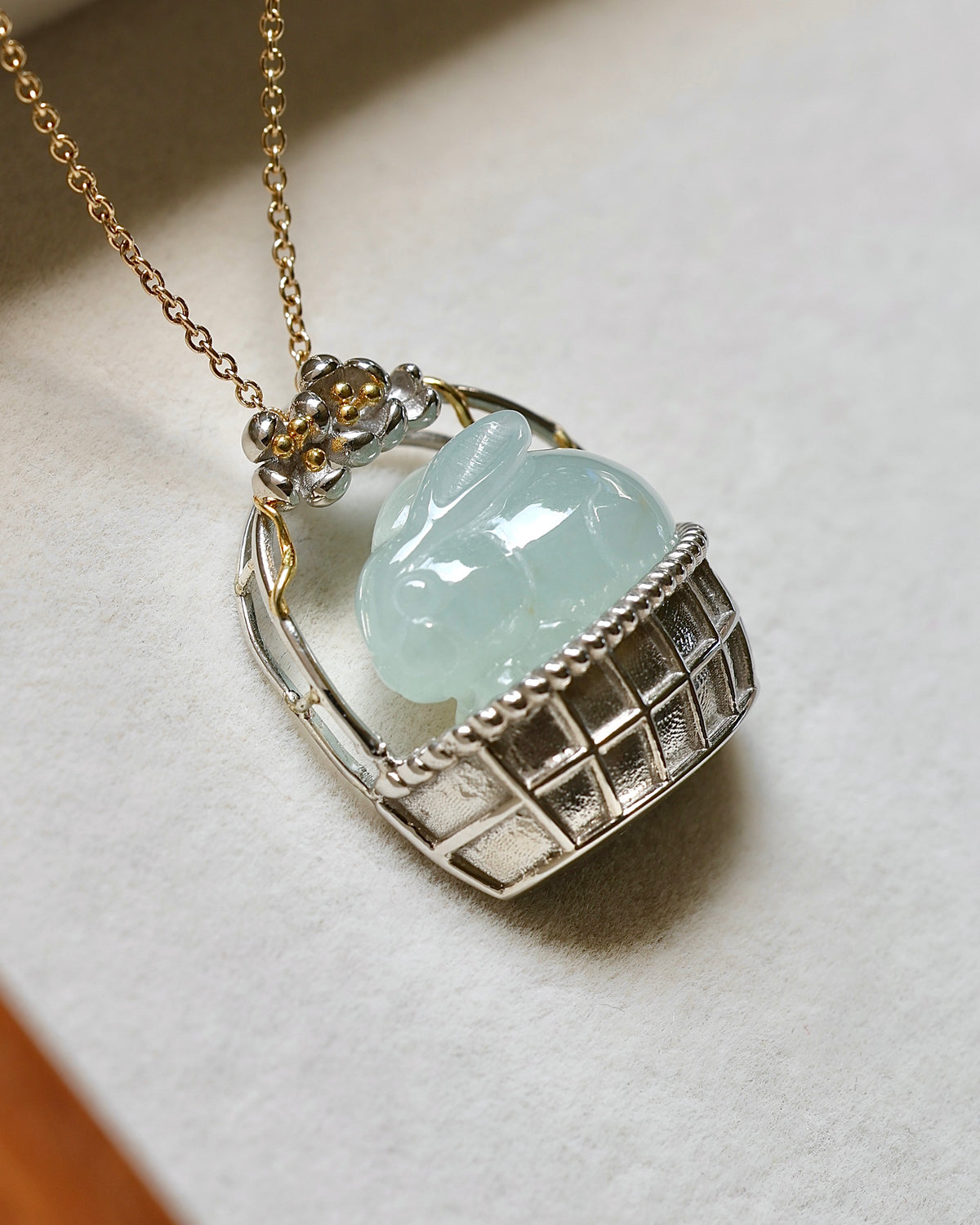 Little Garden - Rabbit Jadeite Pendant (S925 Silver)