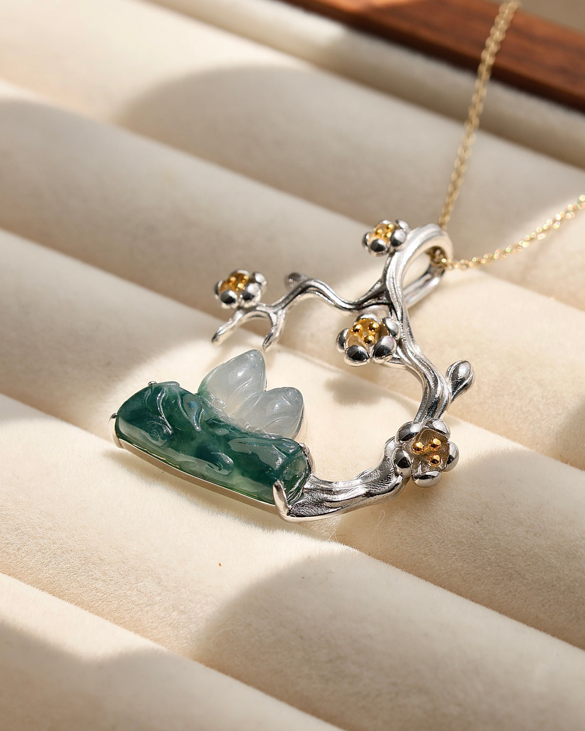 Plum Reverie - Icy Jadeite Pendant (S925 Silver)