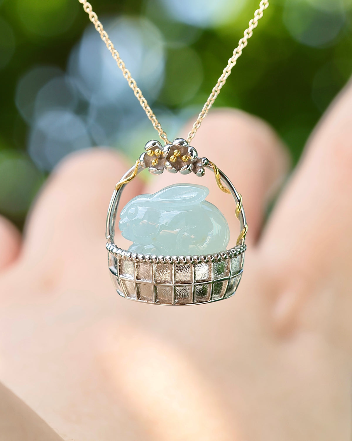 Little Garden - Rabbit Jadeite Pendant (S925 Silver)