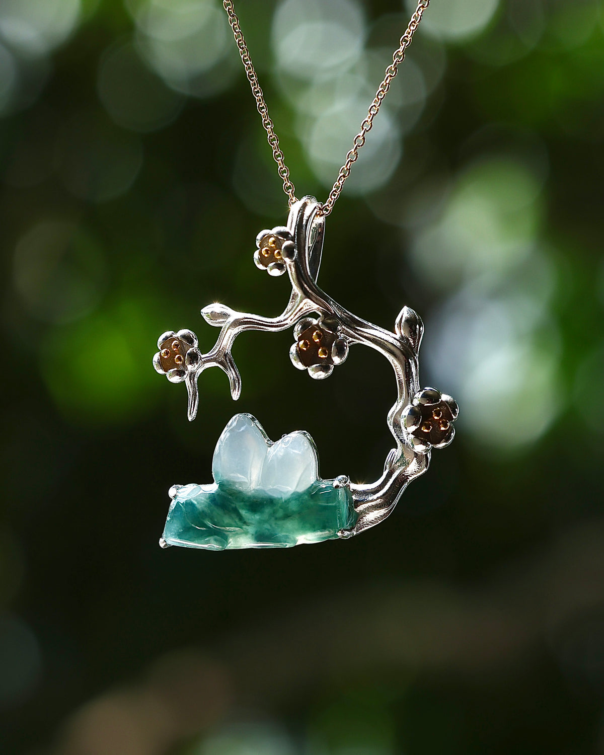 Plum Reverie - Icy Jadeite Pendant (S925 Silver)