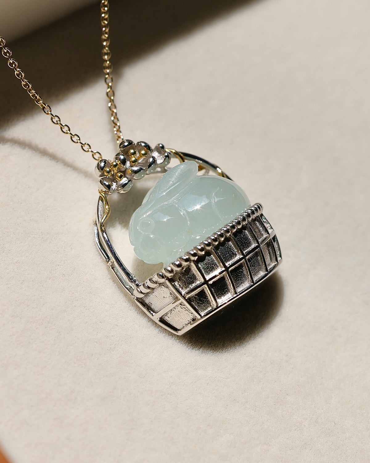 Little Garden - Rabbit Jadeite Pendant (S925 Silver)