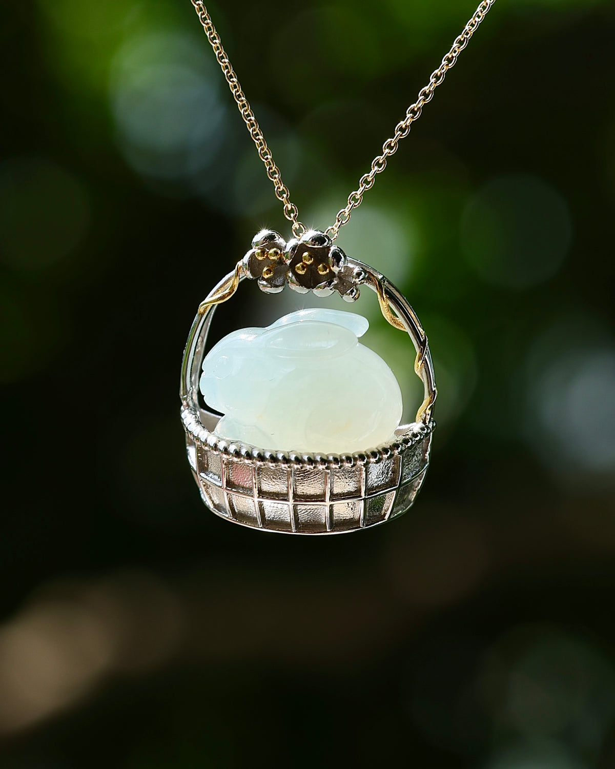 Little Garden - Rabbit Jadeite Pendant (S925 Silver)