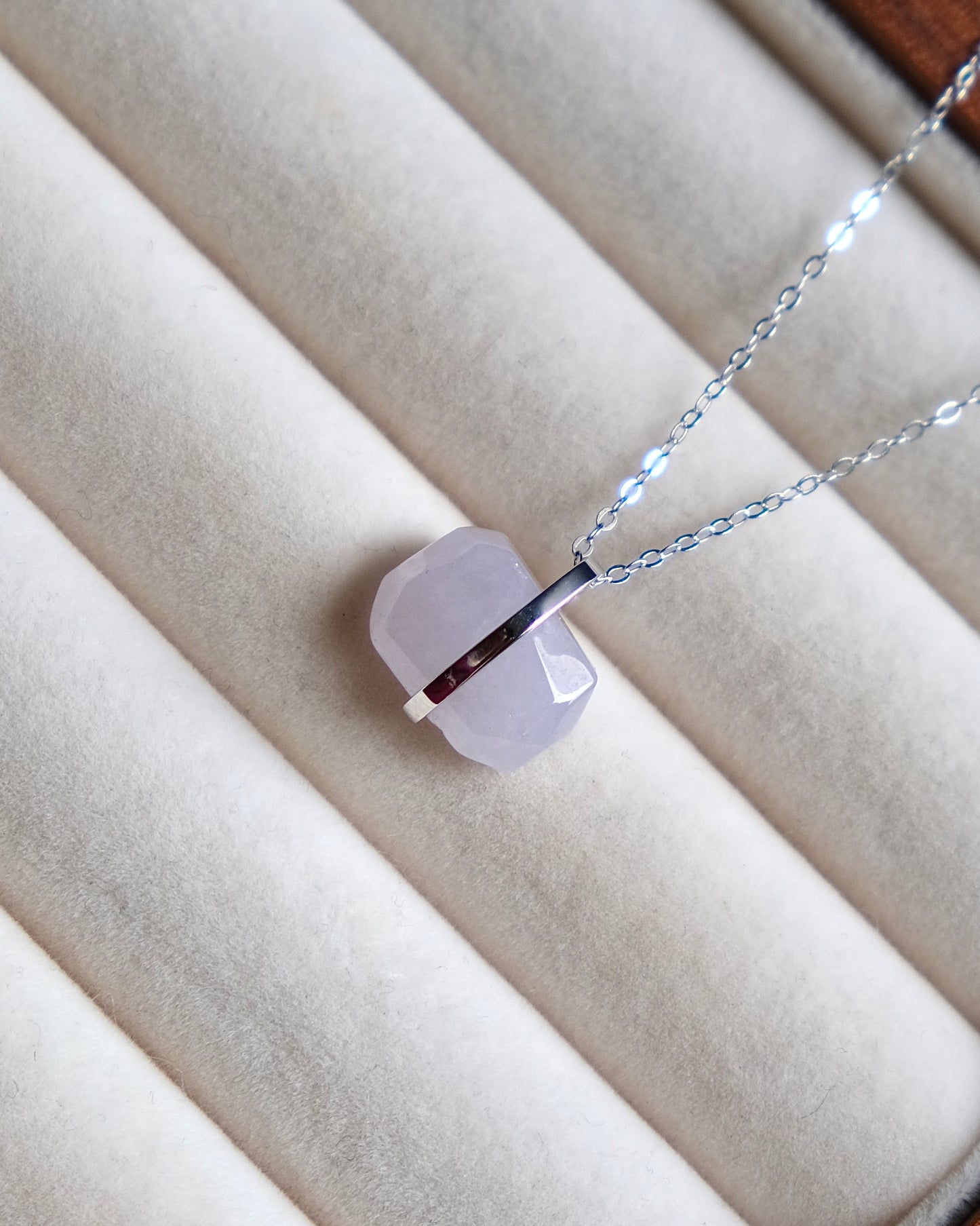 Soft Lavender Monolith Jade Necklace (S925 Silver)