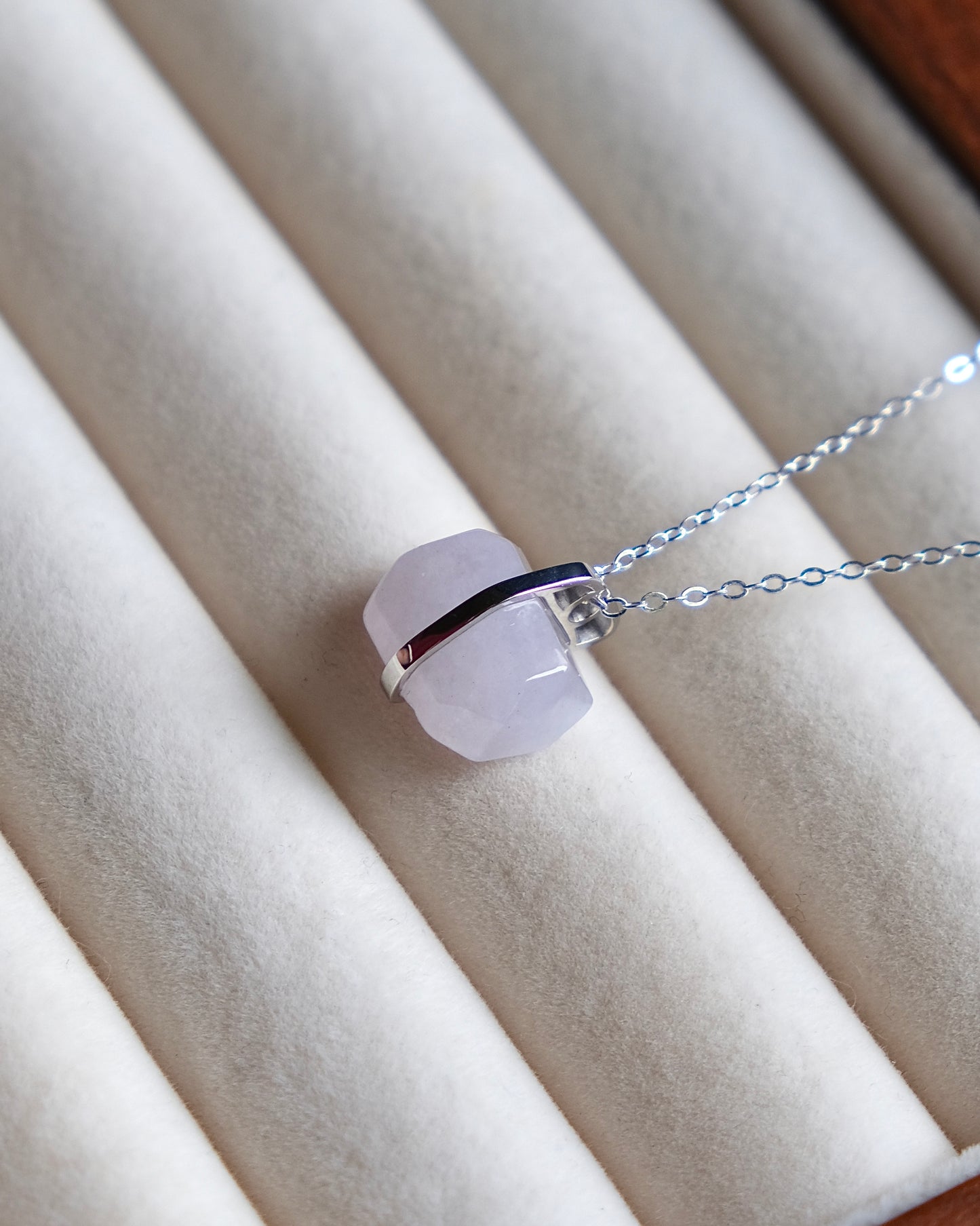 Soft Lavender Monolith Jade Necklace (S925 Silver)