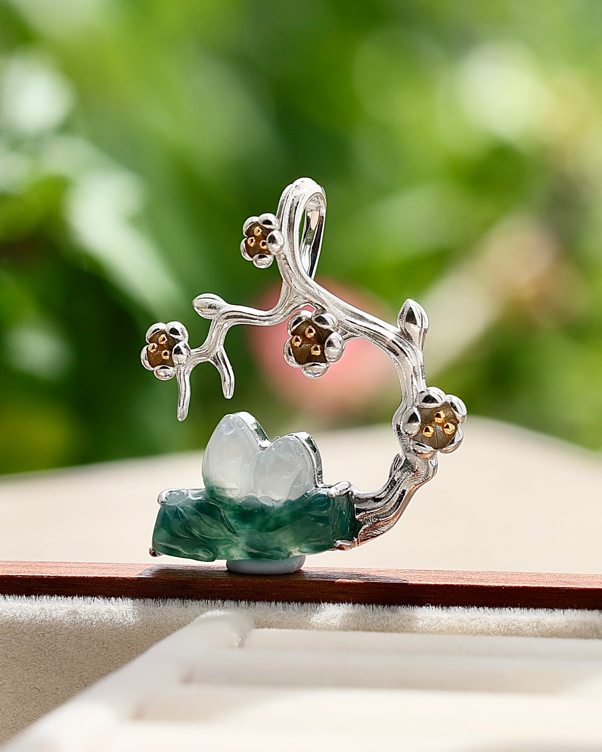 Plum Reverie - Icy Jadeite Pendant (S925 Silver)