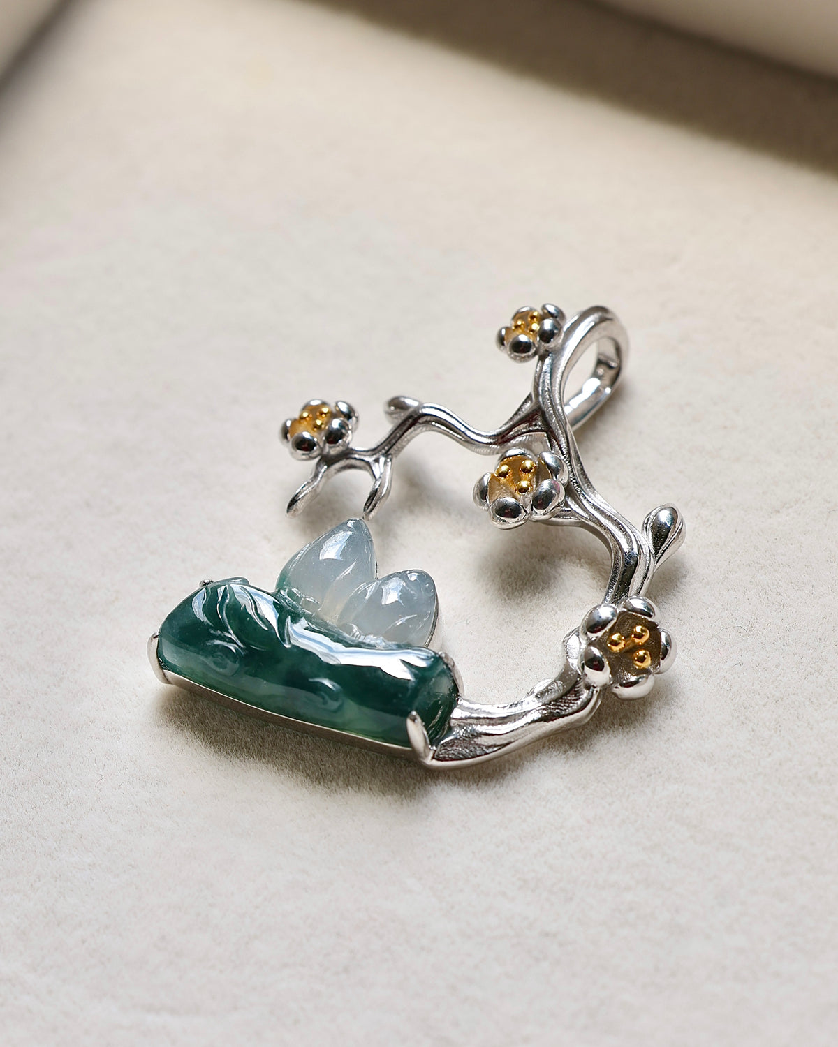 Plum Reverie - Icy Jadeite Pendant (S925 Silver)