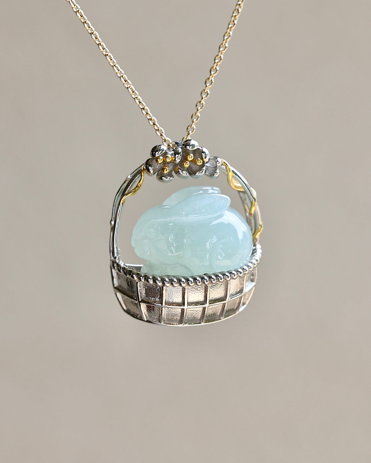 Little Garden - Rabbit Jadeite Pendant (S925 Silver)