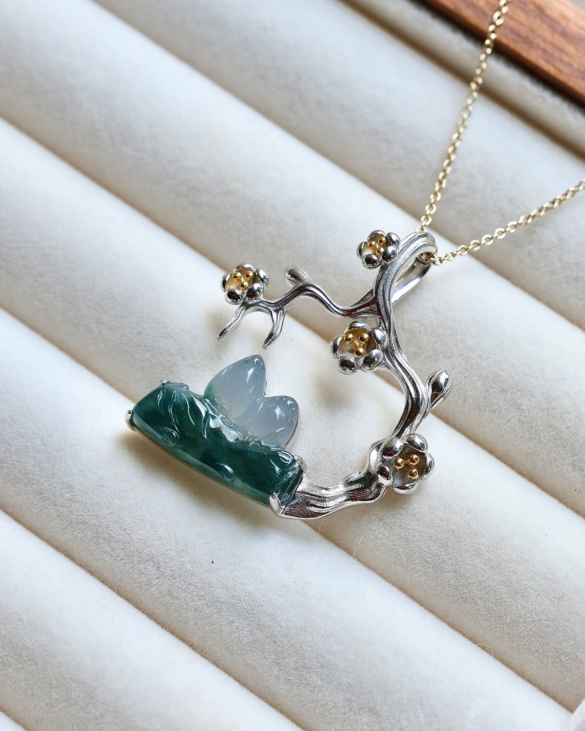 Plum Reverie - Icy Jadeite Pendant (S925 Silver)