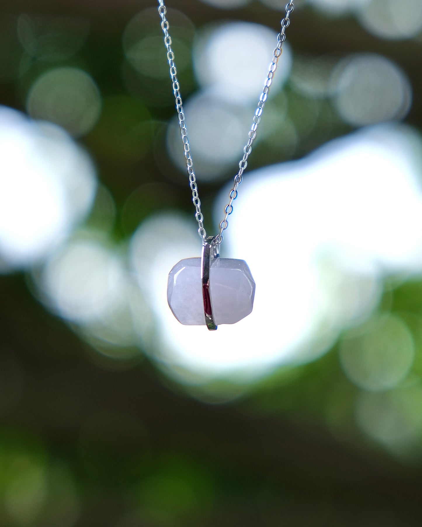 Soft Lavender Monolith Jade Necklace (S925 Silver)