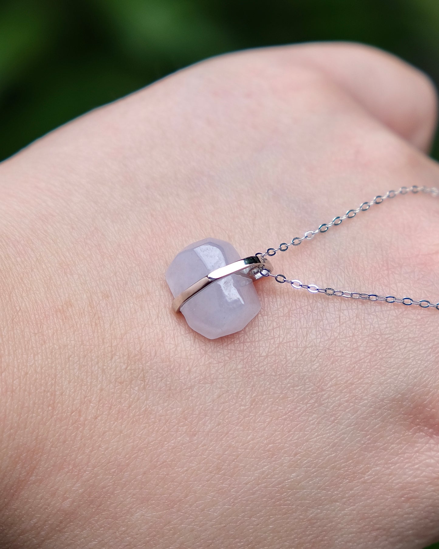 Soft Lavender Monolith Jade Necklace (S925 Silver)