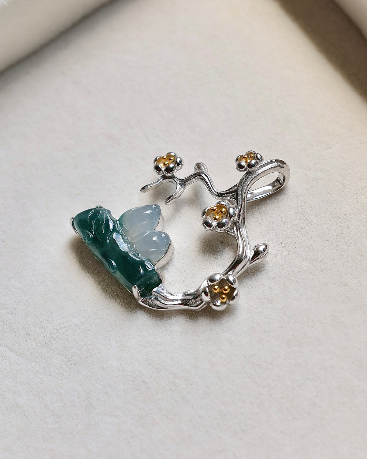 Plum Reverie - Icy Jadeite Pendant (S925 Silver)