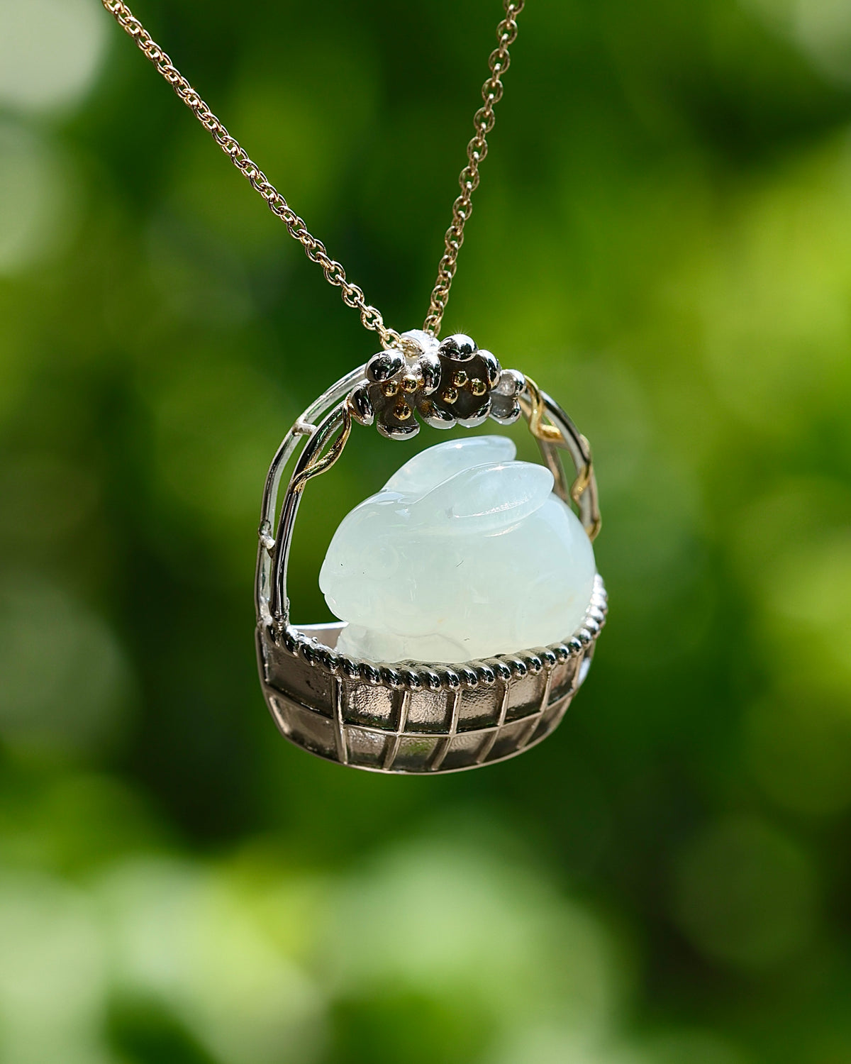 Little Garden - Rabbit Jadeite Pendant (S925 Silver)