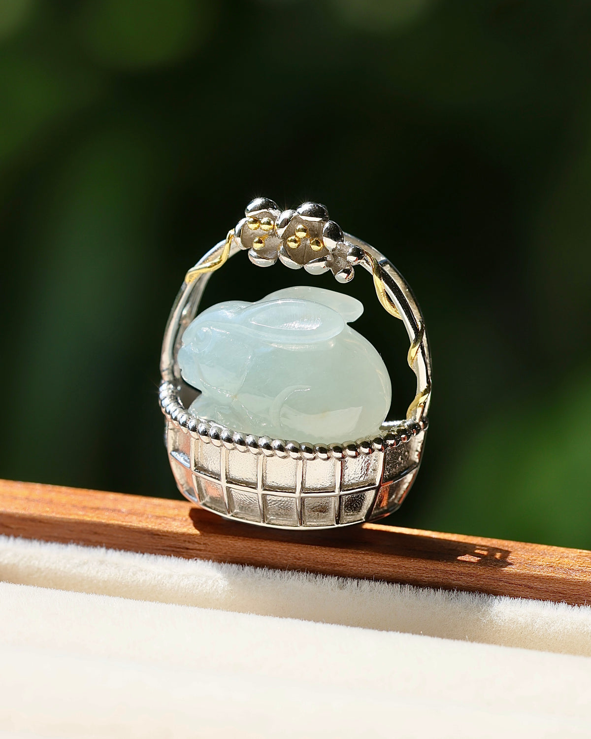 Little Garden - Rabbit Jadeite Pendant (S925 Silver)