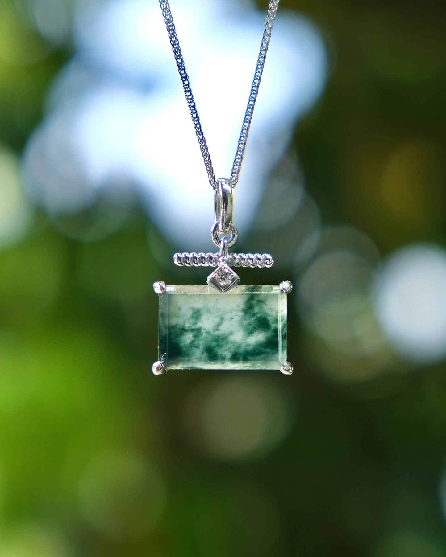 EXCEPTIONAL Mistscape Landscape Jade Pendant (S925 Silver)