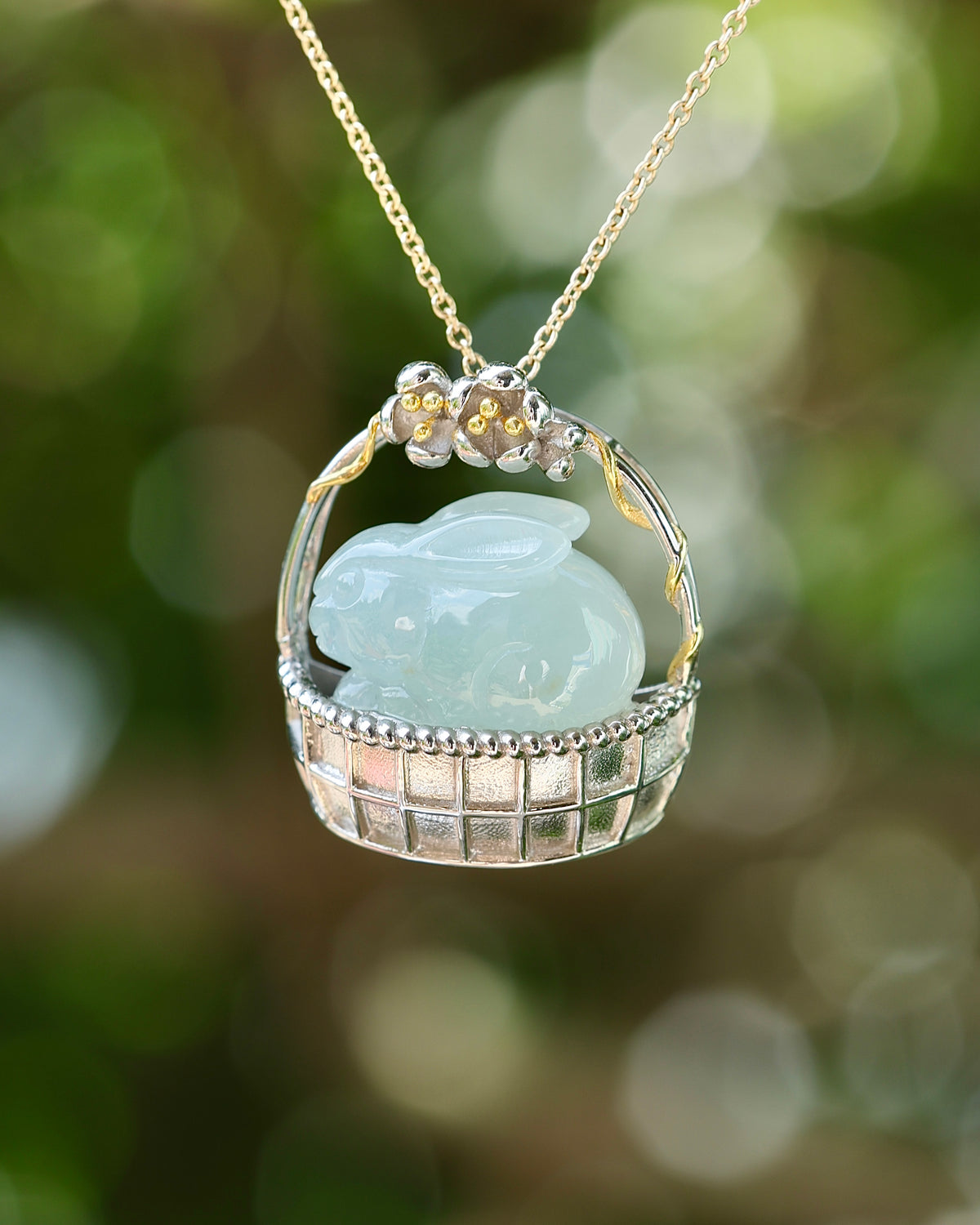 Little Garden - Rabbit Jadeite Pendant (S925 Silver)