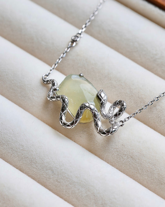Serpent’s Treasure – Icy Lemon Jadeite Necklace (S925 Silver)