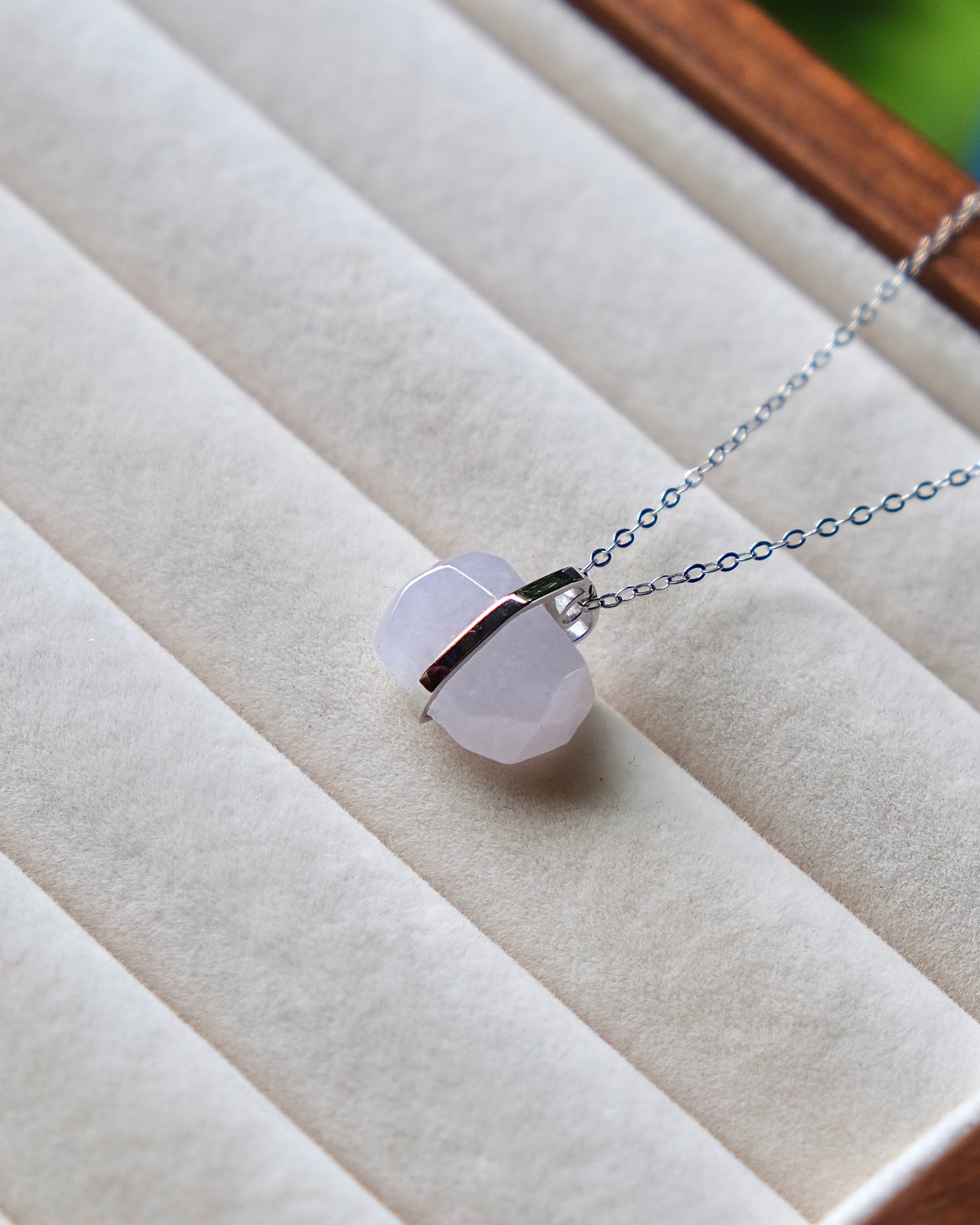 Soft Lavender Monolith Jade Necklace (S925 Silver)