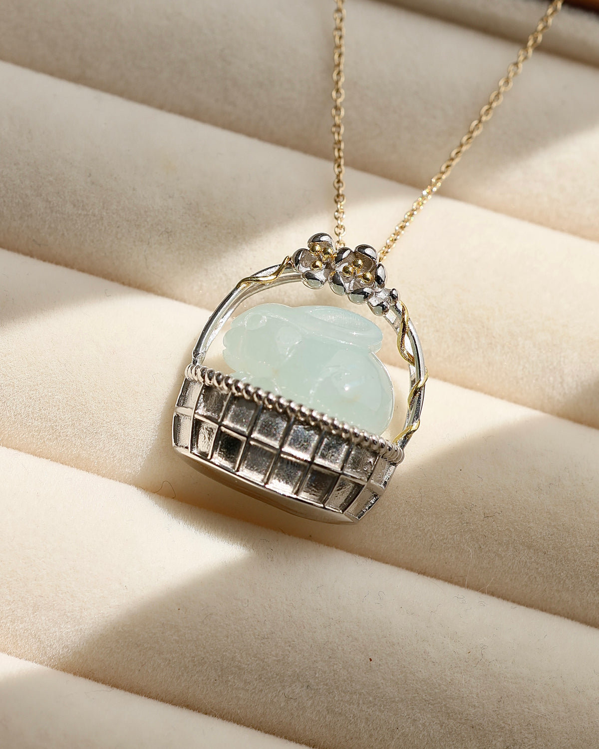 Little Garden - Rabbit Jadeite Pendant (S925 Silver)