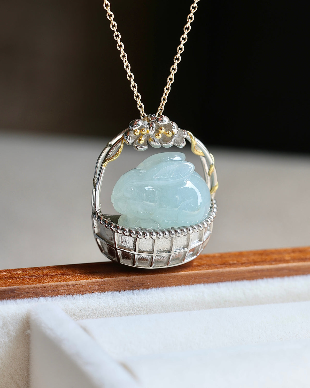 Little Garden - Rabbit Jadeite Pendant (S925 Silver)