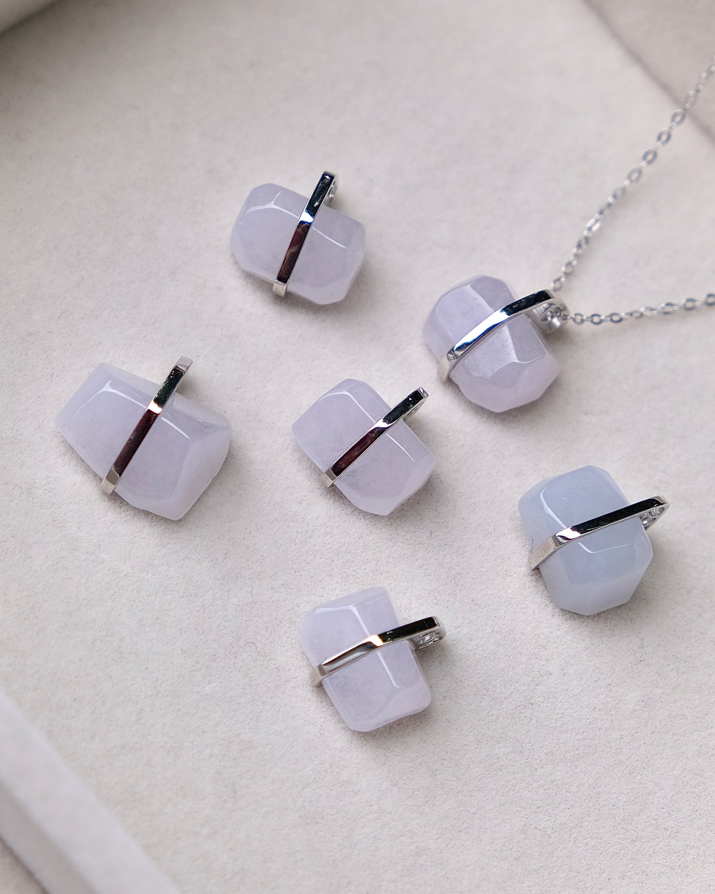 Soft Lavender Monolith Jade Necklace (S925 Silver)