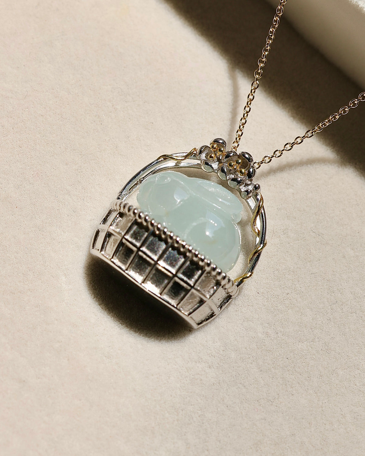 Little Garden - Rabbit Jadeite Pendant (S925 Silver)