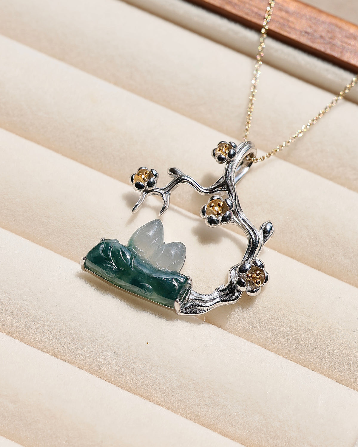 Plum Reverie - Icy Jadeite Pendant (S925 Silver)