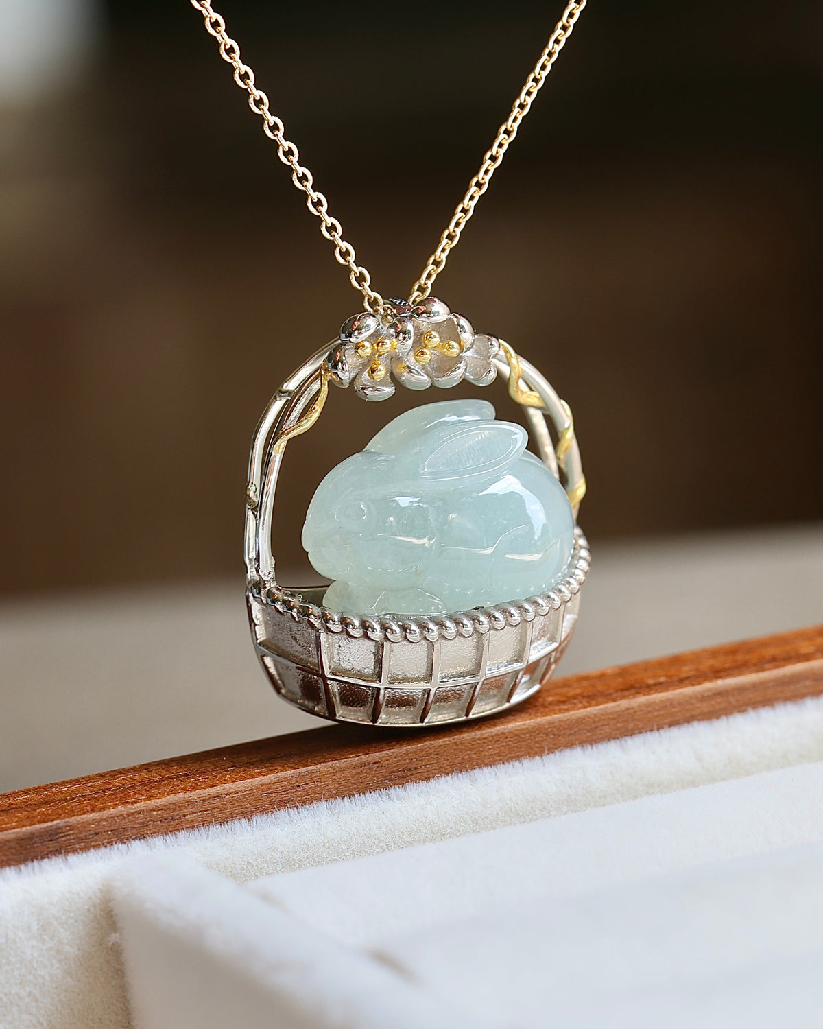 Little Garden - Rabbit Jadeite Pendant (S925 Silver)