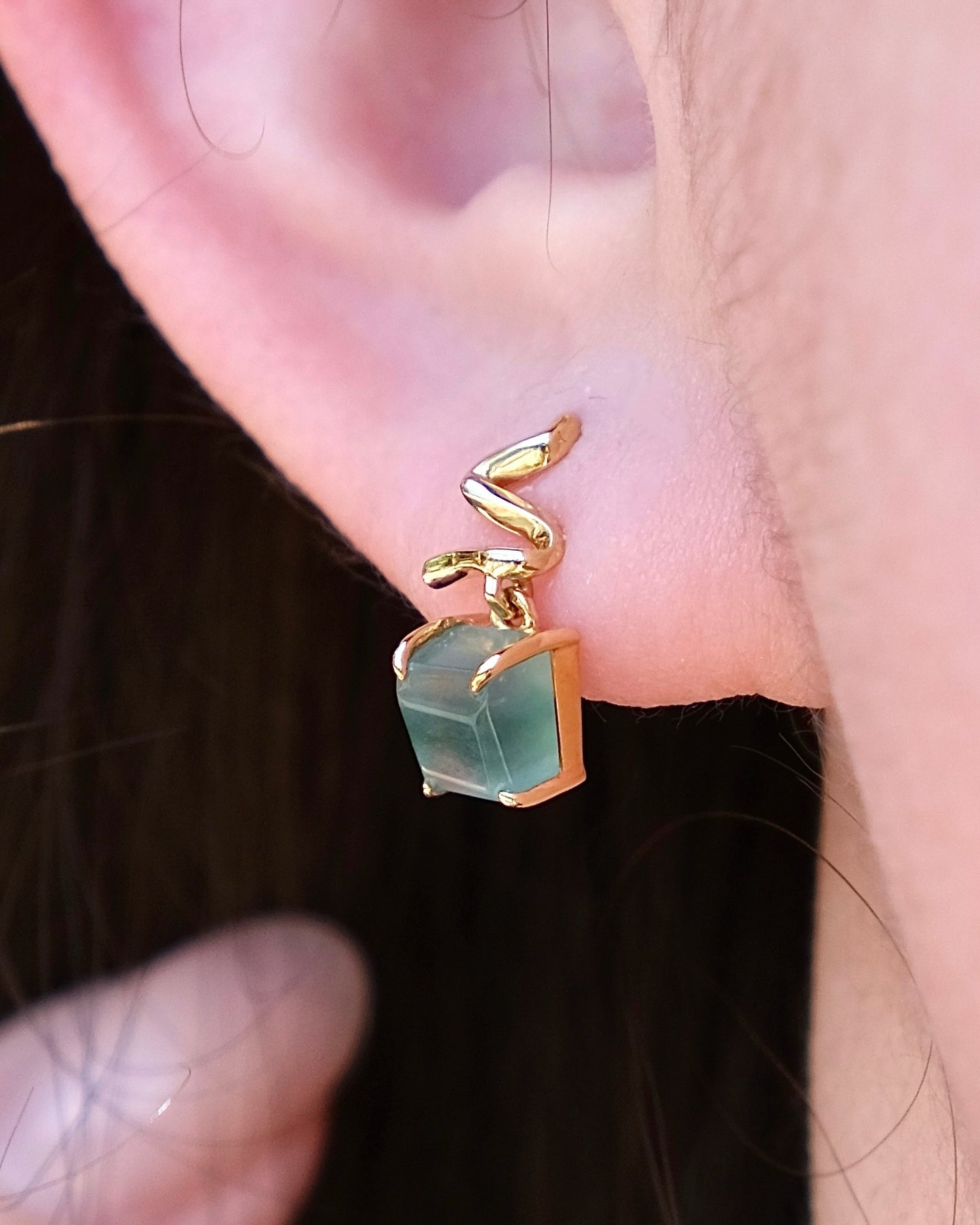 Unwrapped Light - Jade Earrings (18K Gold)