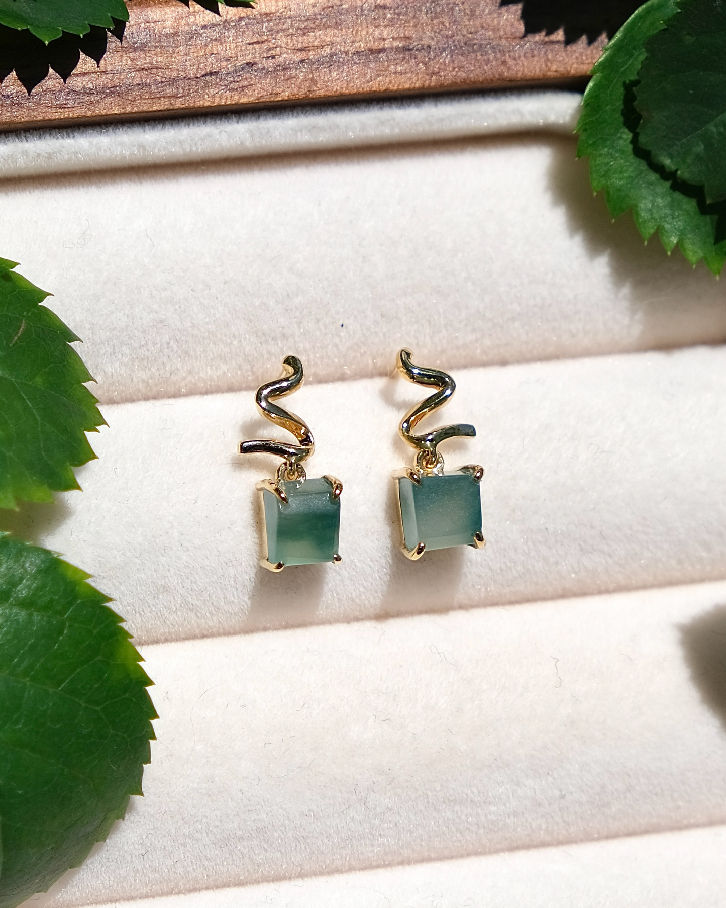 Unwrapped Light - Jade Earrings (18K Gold)