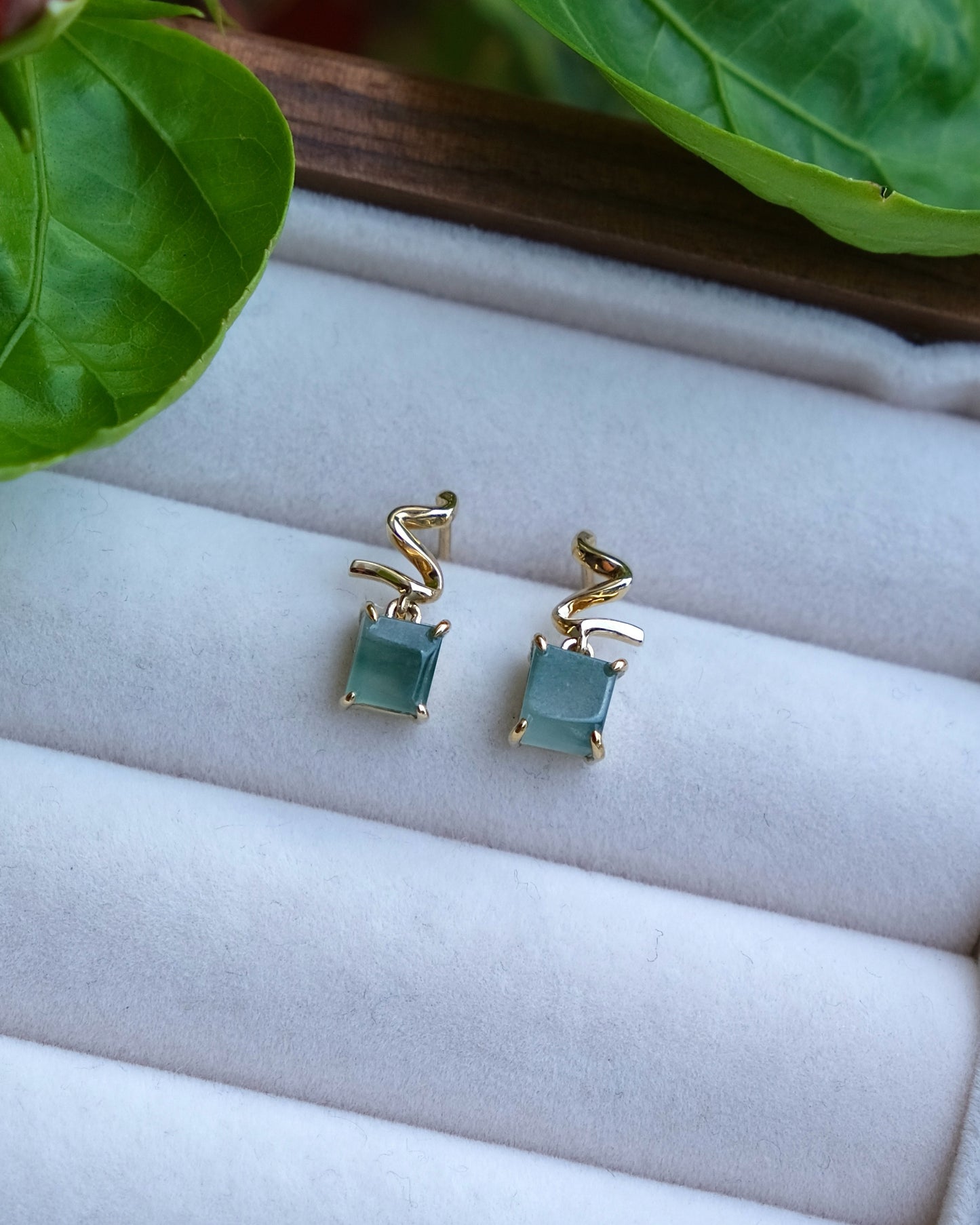 Unwrapped Light - Jade Earrings (18K Gold)