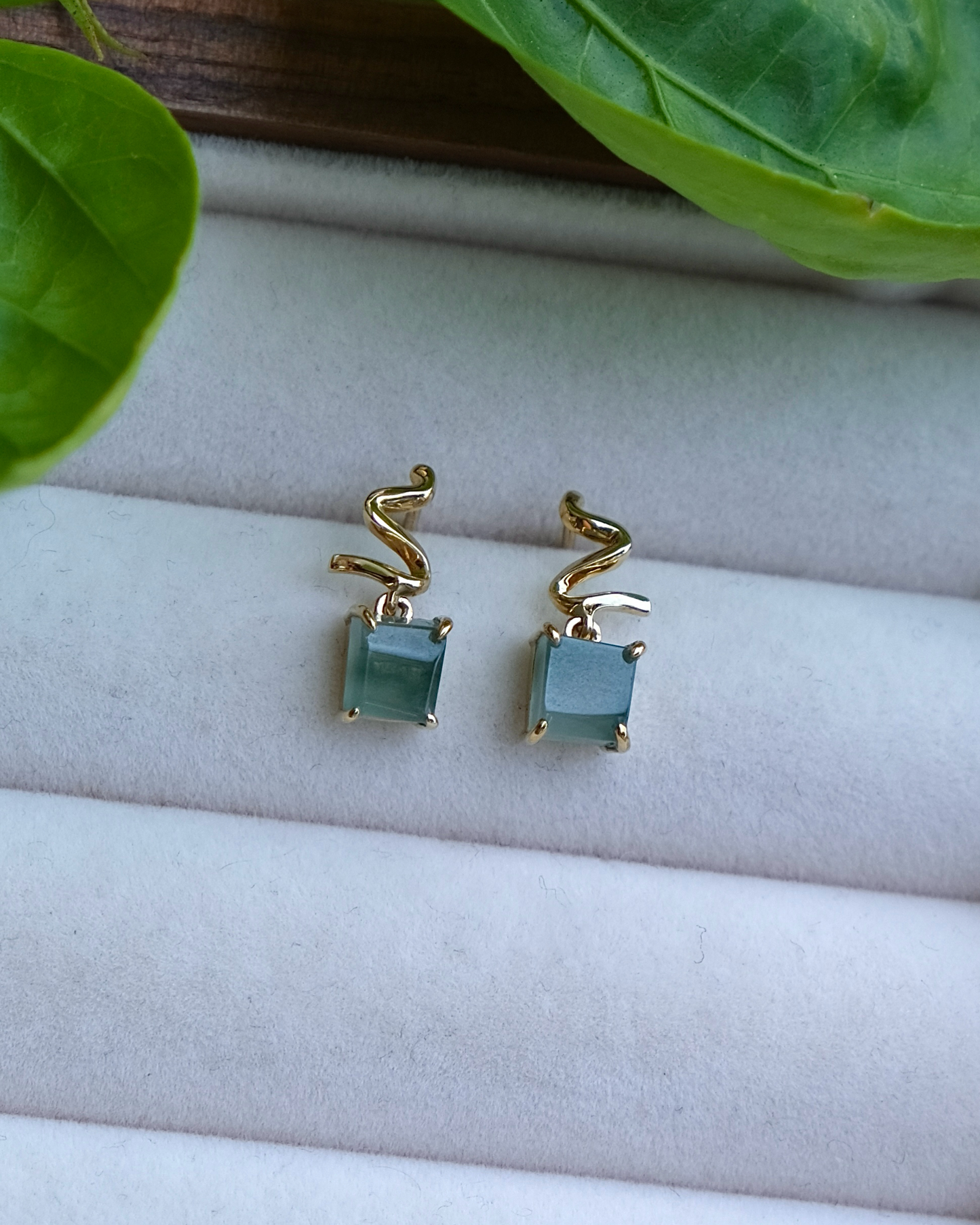 Unwrapped Light - Jade Earrings (18K Gold)