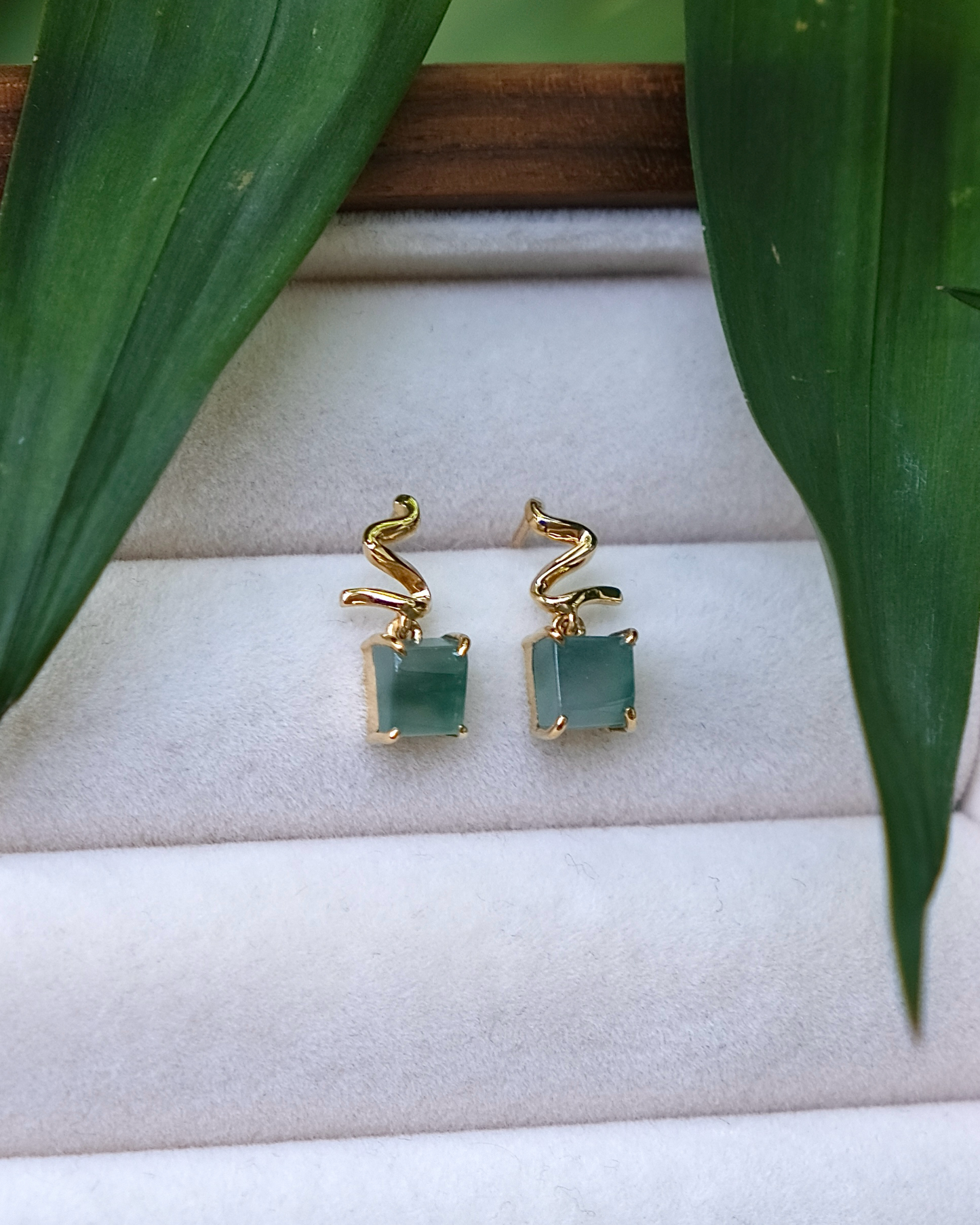 Unwrapped Light - Jade Earrings (18K Gold)