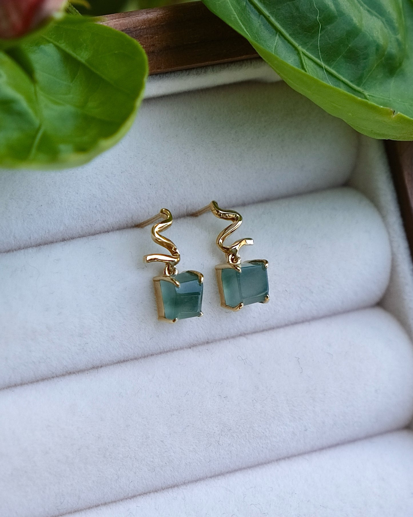 Unwrapped Light - Jade Earrings (18K Gold)