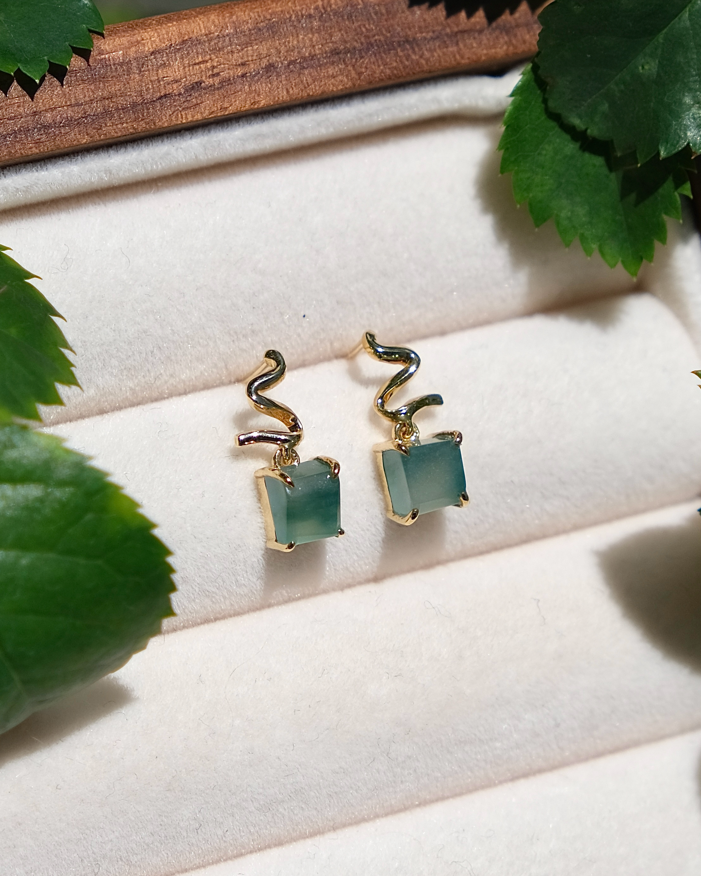 Unwrapped Light - Jade Earrings (18K Gold)