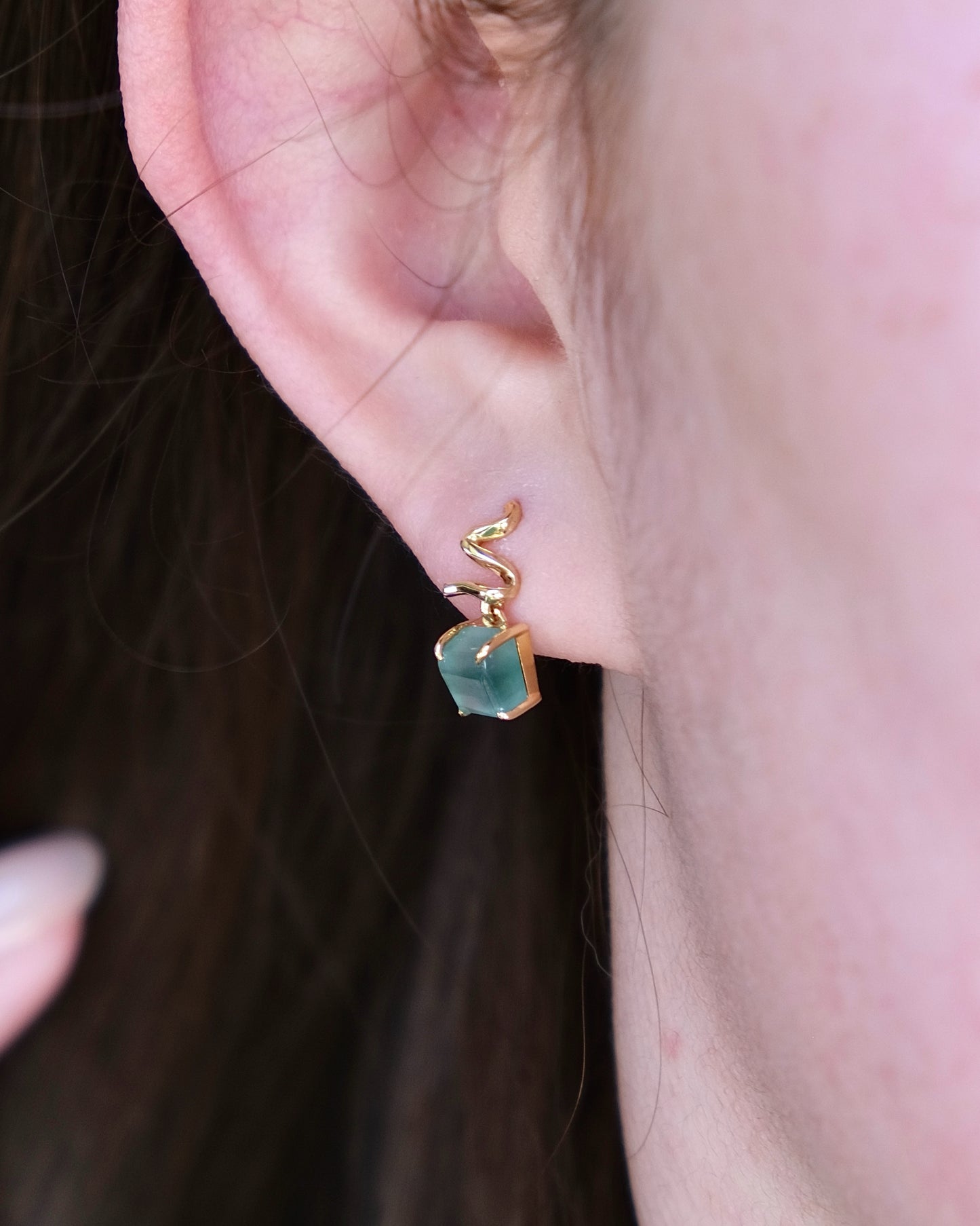 Unwrapped Light - Jade Earrings (18K Gold)