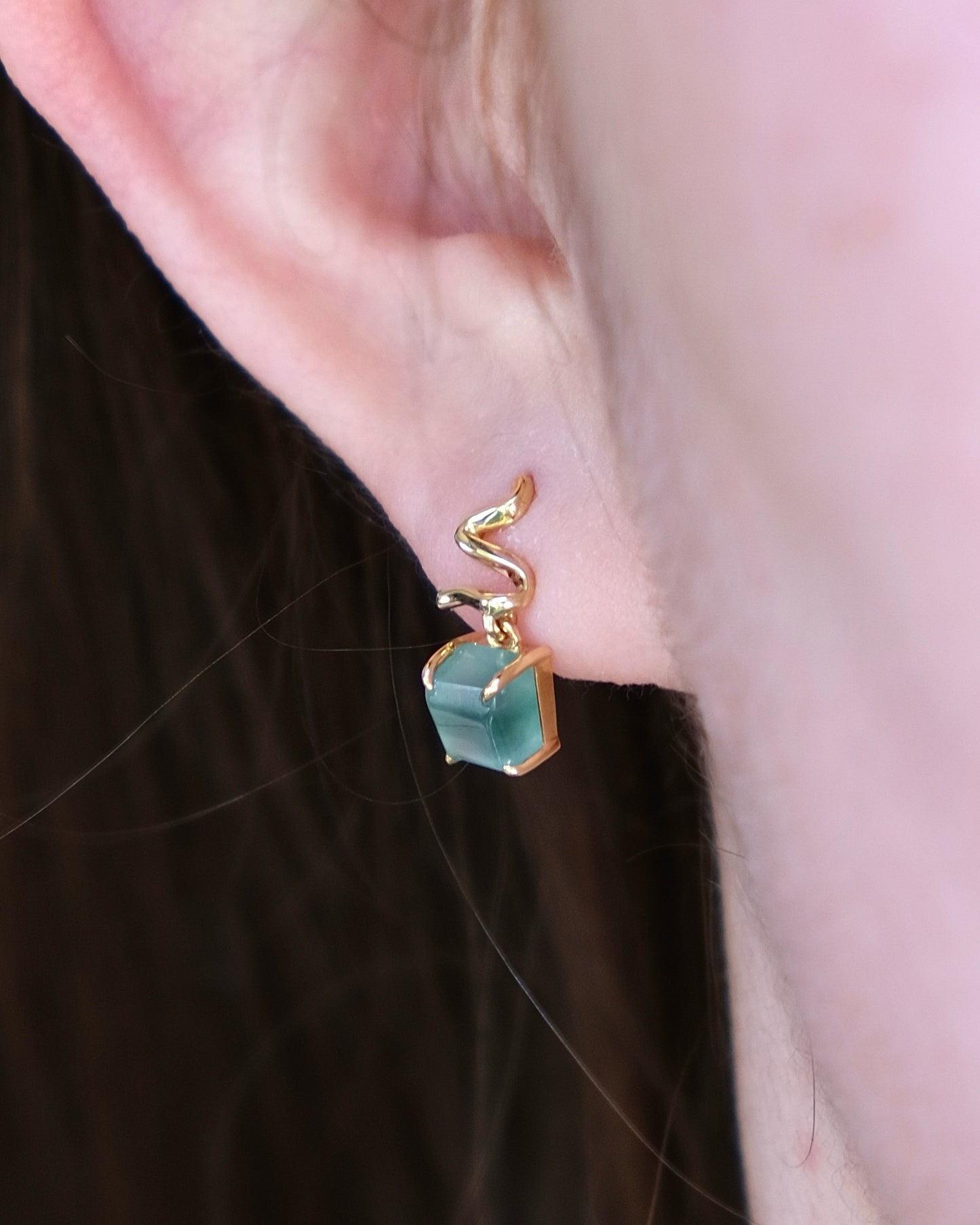 Unwrapped Light - Jade Earrings (18K Gold)