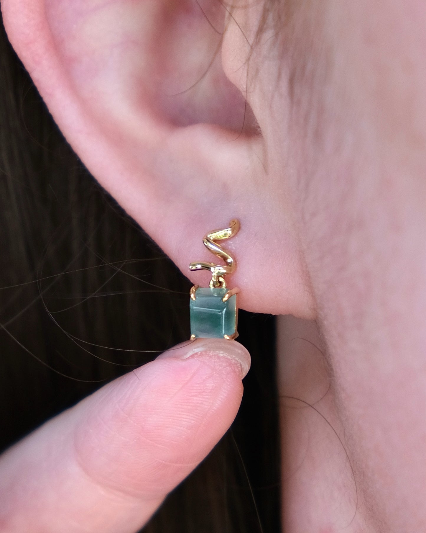 Unwrapped Light - Jade Earrings (18K Gold)