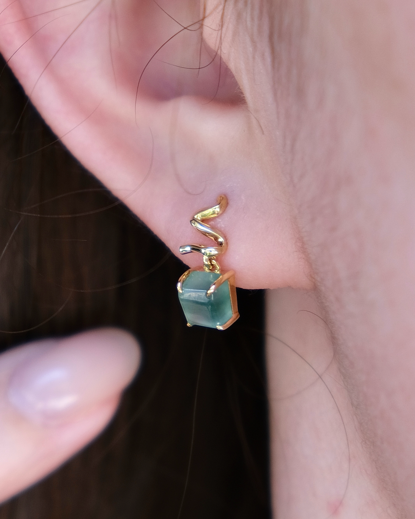 Unwrapped Light - Jade Earrings (18K Gold)