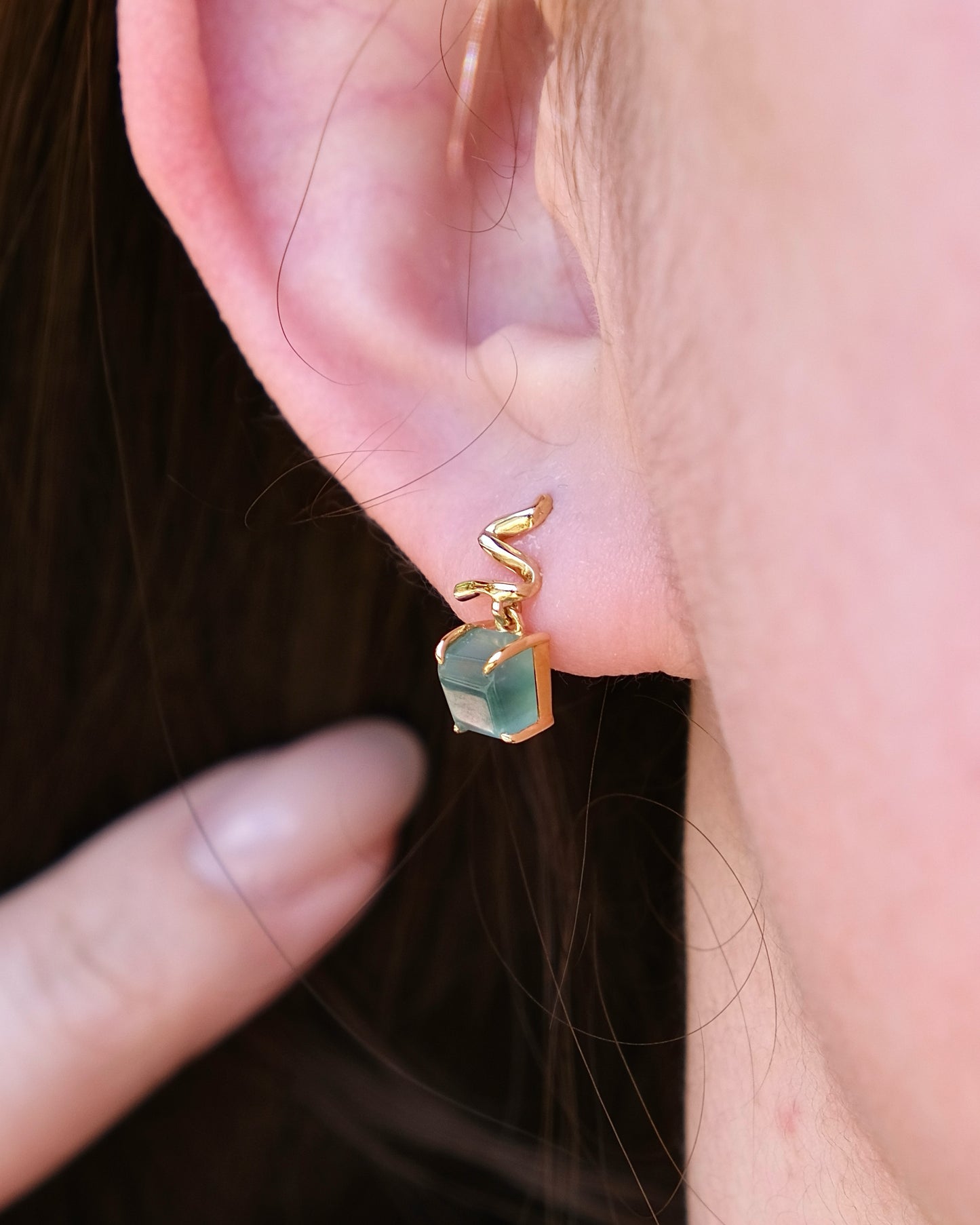 Unwrapped Light - Jade Earrings (18K Gold)
