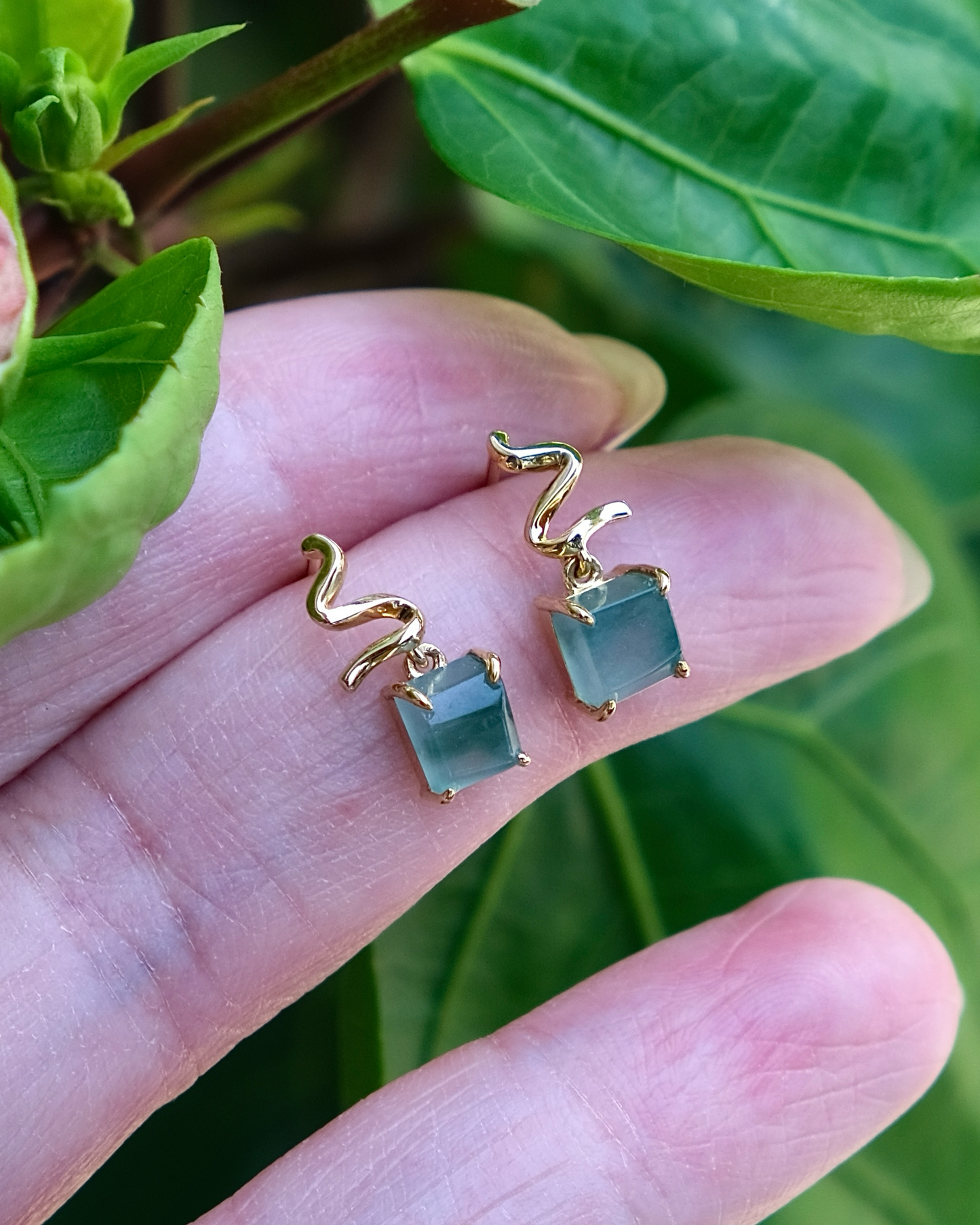 Unwrapped Light - Jade Earrings (18K Gold)